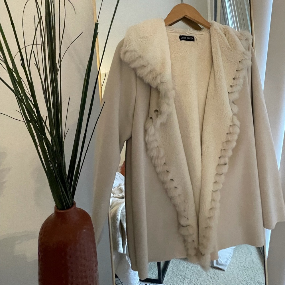 faux fur cream boho coat